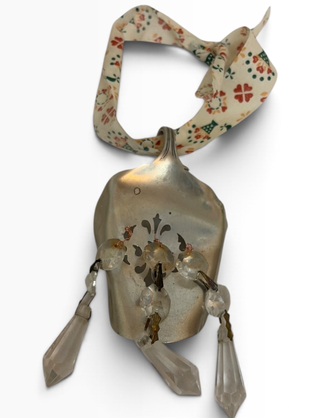 Silvered Spoon Ornament Crystal Drops